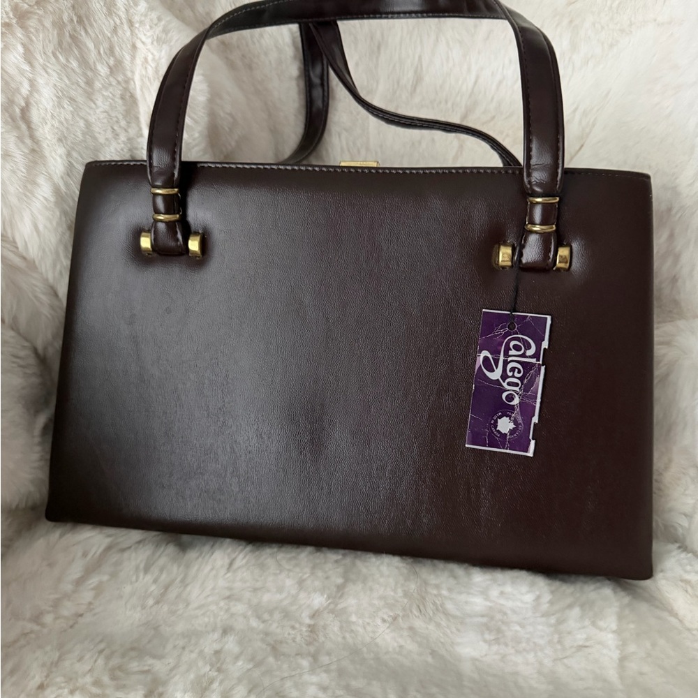 Structured Brown Leather Satchel with Top Handles